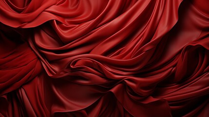 An opulent maroon curtain cascades over a sleek red surface, creating a dramatic and inviting atmosphere indoors - obrazy, fototapety, plakaty