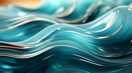 A swirling tide of vibrant aqua and teal, captured in an abstract close-up that evokes a sense of fluidity and wildness - obrazy, fototapety, plakaty