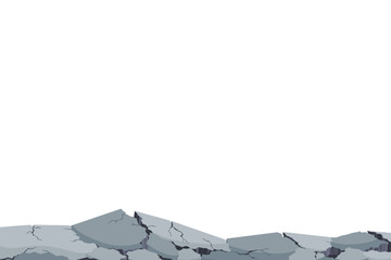 Earthquake destruction cracked the ground. Natural disasters. City panorama with damaged road. Urban ruined landscape vector illustration