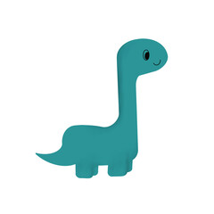Cute baby dinosaur in green color on a transparent neutral background. Can be used as an element of your design