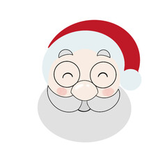 Illustration of the head of a festive smiling Santa Claus on a transparent neutral background. Can be used as an element of your composition