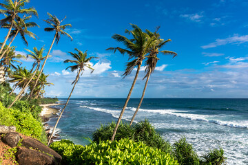 Beautiful Indian Ocean coastline on the island of Sri Lanka, Mirissa.