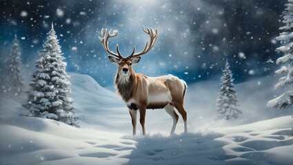 deer in the snow, Christmas celebration