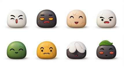 Set of stickers representing different emotions in a cartoon style