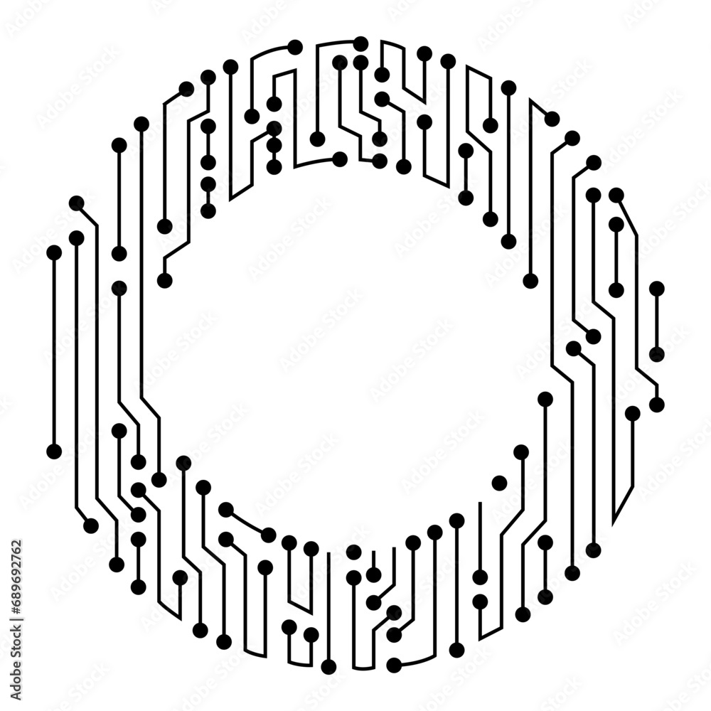 Aufkleber circuit board circle frame. abstract digital round frame, hardware board and electronic motherboard 