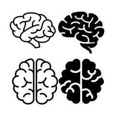 black and white brain outline icon pictogram