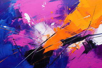 Explosive interplay of pink, blue, and orange paint splatters. Ideal for edgy designs, abstract art, and vibrant presentations.