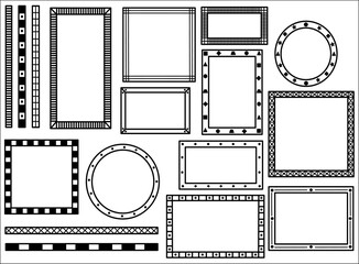 Set of black and white frames doodle, decorative frame and borders design. Vector illustration outline.