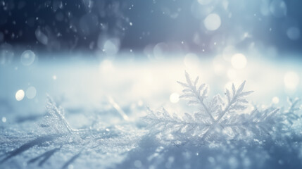 Fototapeta na wymiar Winter background with snowflake and snow