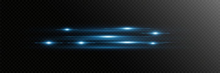 Motion light effect. Light line speed and flare effect. On a transparent background.