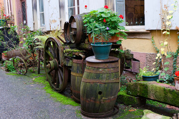 Autumnal detailed view of the French town of Ribeauville in Alsace
