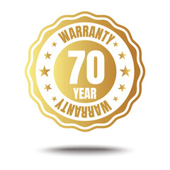 Fototapeta premium 70 year warranty logo with golden shield and golden ribbon.Vector illustration.