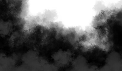 fog, smoke, translucent element for decoration. thick black smoke with an empty space on a transparent background