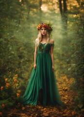 beautiful girl in the park girl in a dress