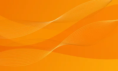 Fotobehang yellow orange lines wave curves with smooth gradient abstract background © komkrit234