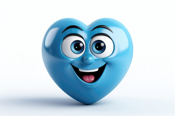 Cheerful blue heart character laughing joyously with wide eyes and a broad smile. Perfect for love-themed graphics, animations, and Valentine's Day promotions. Captures pure elation.