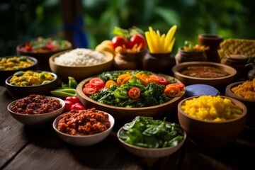 A wholesome display of Ital food, embodying the Rastafarian principles of respect for nature and vitality - obrazy, fototapety, plakaty