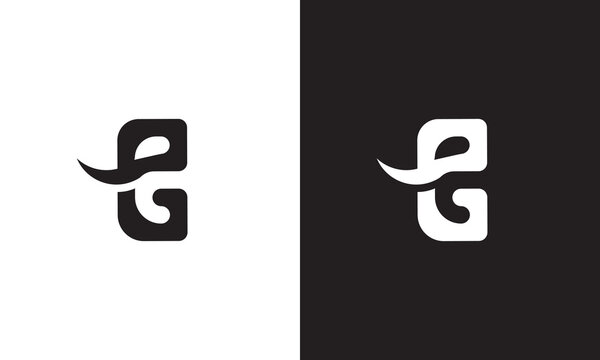 letter e g elephant logo, simple unique vector