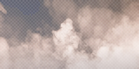 Realistic yellow smoke vapor. Vector smoke screen on a transparent background.