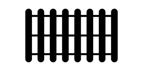 Black wooden fence silhouette. Decorative fence section, Simple fence vector icons for web design on white background