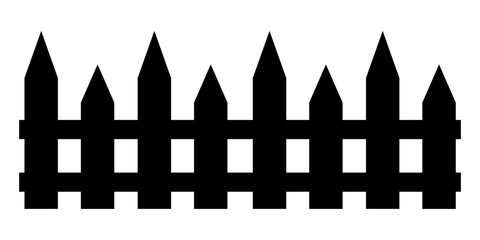 Black wooden fence silhouette. Decorative fence section, Simple fence vector icons for web design on white background