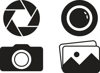 A small set of icons. Aperture, lens, camera, photos. - obrazy, fototapety, plakaty
