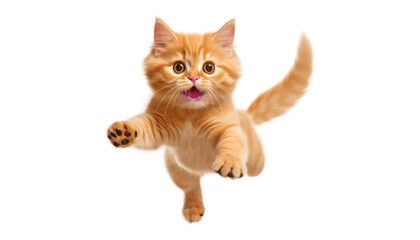 cute cat play isolated on transparent background cutout