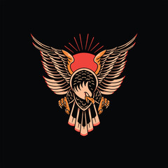 brave eagle tattoo vector design