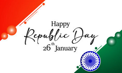 Happy Republic Day, Vector Illustration Of Republic Day India with indian flag and text 26 january - obrazy, fototapety, plakaty