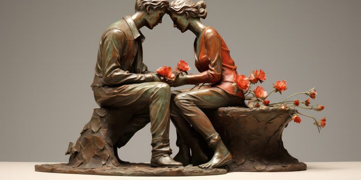 Sculptures and artworks depicting love and romance Valentine's Day