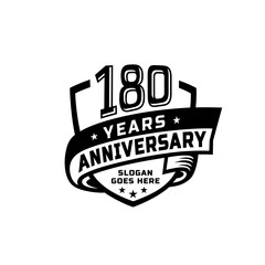 180 years anniversary celebration design template. 180th anniversary logo. Vector and illustration. - obrazy, fototapety, plakaty