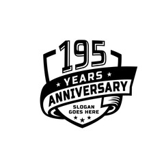 195 years anniversary celebration design template. 195th anniversary logo. Vector and illustration.