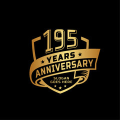 195 years anniversary celebration design template. 195th anniversary logo. Vector and illustration.