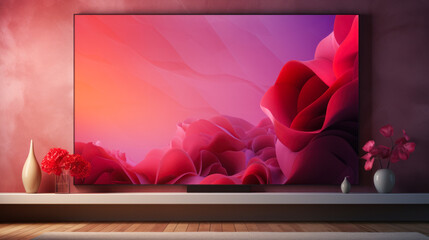 Abstract Elegance: Contemporary Design Meets Vibrant Art on modern flatscreen led tv mock up