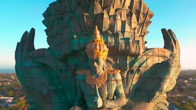 Amazing sunset of Garuda Wisnu Kencana GWK Culture Park in south Kuta, Bali, Indonesia.