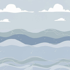 Fototapeta na wymiar Clouds and ocean waves background design