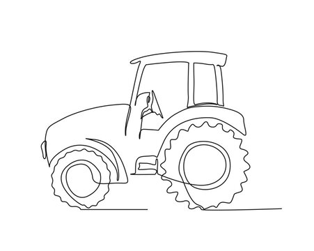 recommend clip art: Continuous one line drawing of farmer's tractor. classic tractor  outline vector illustration. harvest and farming concept. Editable stroke.