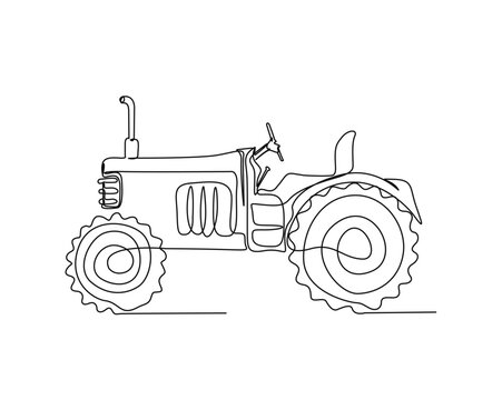 recommend clip art: Continuous one line drawing of farmer's tractor. classic tractor  outline vector illustration. harvest and farming concept. Editable stroke.