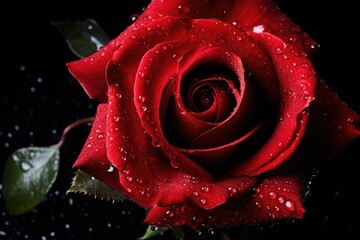A red rose with water droplets on it