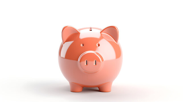 3d render of piggy bank over white background. Generative Ai