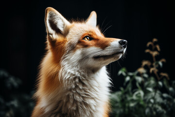 Fototapeta premium Abstract and minimal portrayal of a fox in a curious pose, conveying a sense of playfulness and simplicity.