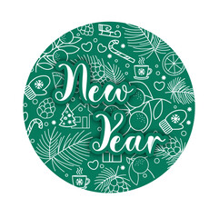 winter green christmas and new year circle background hilight