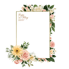 beautiful hand draw floral wedding card template 