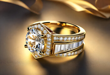 A stunning golden ring with diamond.