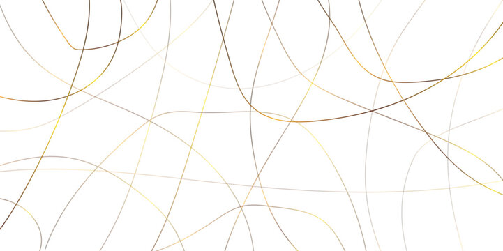 Random chaotic lines. Golden scribble art image idea. Vector illustration