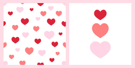 Valentine's day seamless pattern with hearts shape on white background vector illustration. Heart sign isolated on white background.