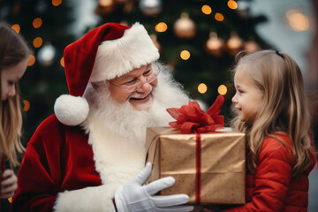 Fototapeta na wymiar Santa Claus presents a gift to a child2
