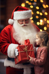 Fototapeta na wymiar Santa Claus presents a gift to a child12