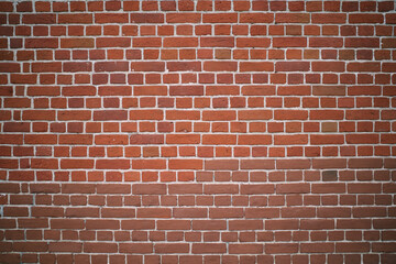 Red brick wall, brickwork. Old grunge terracotta color painted brick wall texture background. Loft style wall. Brown brick Industrial abstract background for photos, fabrics, textiles, papers