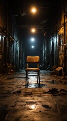 Fototapeta na wymiar a chair in a dark hallway